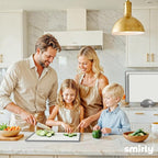 SMIRLY Plastic Cutting Board Set with Holder 4 Pieces, Non-Slip Dishwasher Safe Chopping Boards for Kitchen, Grey & White