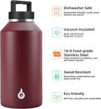 BJPKPK Half Gallon Water Bottle Insulated, Dishwasher Safe 64 oz Water Bottle with Handle, Leakproof BPA Free Water Jug, Large Stainless Steel Water Bottle for Sports, Brick Red