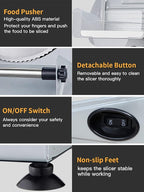 Meat Slicer, 200W Electric Food Slicer with 2 Removable 7.5" Stainless Steel Blades and Stainless Steel Tray, Child Lock Protection, Adjustable Thickness, Food Slicer Machine for Meat Cheese Bread