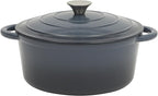 Gibson Home Addlestone 5 Qt Enameled Cast Iron Dutch Oven Pot with Lid – Round, Oven Safe to 500°F, Ideal for Bread Baking & Stews - Gradient Navy Blue