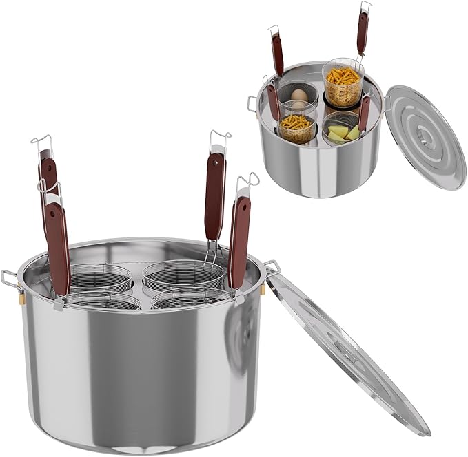Pasta Pot With Strainer Basket,Large 4 Holes Pasta Pot with Insert for Cooking, Pot With Strainer Lid Stainless Steel for Home Kitchen