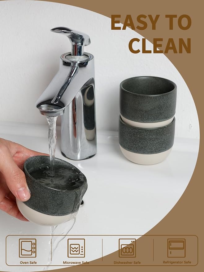 4oz Espresso Cups Set of 4, Ceramic Demitasse Coffee Cups for Espresso, Latte, Cappuccino – Two-Tone Stackable Small Mugs for Home, Cafe, Restaurant – Dishwasher & Microwave Safe