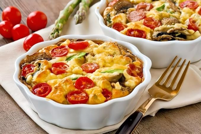 12 Oz Ramekins Oven Safe, Small Baking Dish, Individual Mini Pie Pans for Quiche, Casseroles, Dessert, Tart, Creme Brulee, lasagna, Ceramic Small Quiche Dishes, Set of 6