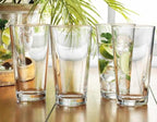Drinking Glasses Set of 4 Highball Glass Cups 17 oz by Home Essentials Water Colins Cooler Beverage Glassware. For the Bar, Beer, Juice, Iced Tea, and Cocktails. Dishwasher Safe.