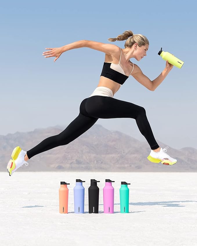 Corkcicle Sport Canteen - Keeps Drinks Cold 25 Hours - Stainless Steel Water Bottle - Triple-Insulated - Spill-Proof - Summer Drinkware Gift - Keeps Drinks Ice Cold - 20 oz - Fuchsia