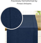 D'Moksha Homes Linen Navy Blue Table Runner 108 Inches Long - 100% Pure Linen 14 x 108 Inch Table Runner for Summer, Fall and Halloween - Classic Hemstitch