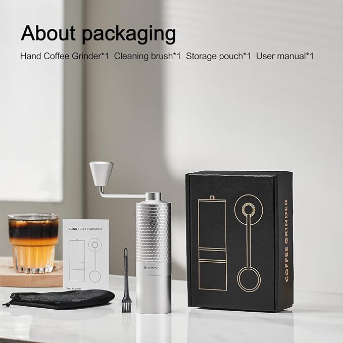 Manual Coffee Grinder, Hand Coffee Grinder, Metal Body and Magnetic Handle,Five star Stainless Steel Conical Burr Portable Coffee Grinders for Home Use