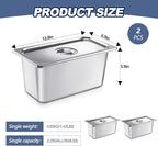 Mifoci 2 Pack Stainless Steam Hotel Pan with Lid, 1/3 Size x 6 Inch Deep Steam Table Pan Restaurant Supplies Reusable Anti Rust Water Tool for Home, Party, Restaurant, Hotel, Buffet