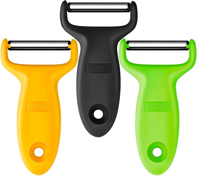 Vegetable Potato Peelers for Kitchen, Y Peeler for Apple Veggie Potatoes Fruits Carrot, Carbon Steel Blade 3-Pack Yellow/Black/Green