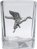 Heritage Pewter Pintail Duck Square Shot Glass | Hand-Sculpted 1.5 Ounce Shot Glass | Intricately Crafted Metal Pewter Inlay
