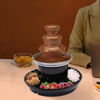 3 Tier Chocolate Fondue Fountain, 40W Stainless Steel Chocolate Fondue Fountain Machine Electirc Chocolate Fondue Set with Fruit Plate for Birthday Party Wedding Celebration