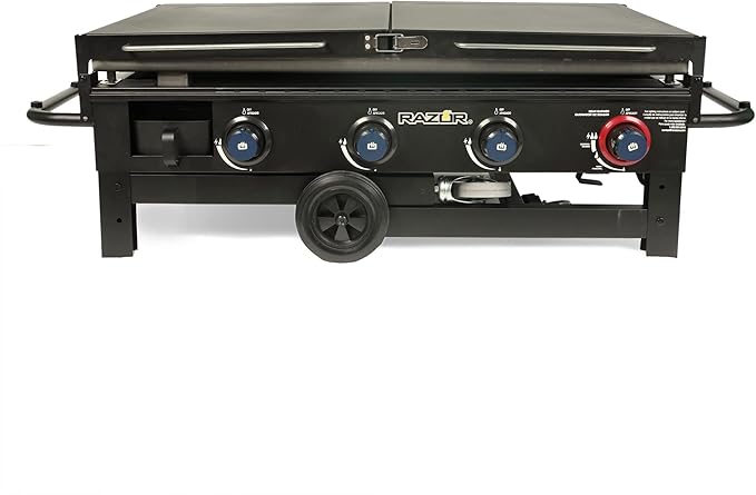 Razor Griddle 4-Burner Portable Outdoor Flat-Top Griddle with Foldable Prep Shelves, 37" Propane Gas Grill