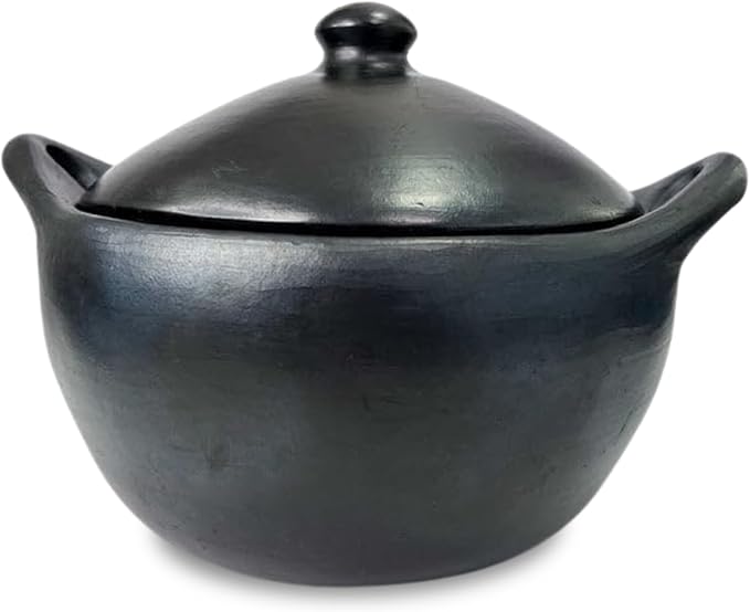 Authentic La Chamba Stewpot-Elegant, All-Natural Black Clay Dutch Oven for Braising, Baking, Roasting Chicken, Cooking Beans - Stovetop & Oven Safe – Handmade in Colombia - Large, 5.5 Qt.