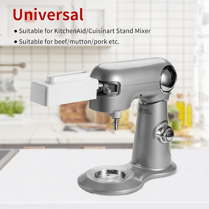 Meat Tenderizer Attachment Compatible with KitchenAid and Cuisinart Stand Mixers, Meat Tenderizer with Stainless Steel Gears, Tenderize Meat More Smoothly and Cooking Effortless, White