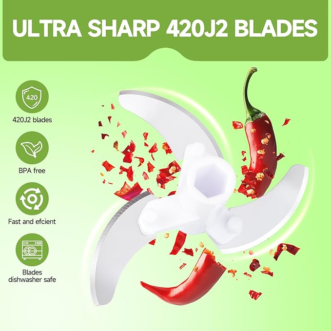 Manual Food Processor Vegetable Chopper, Portable Hand Pull String Garlic Mincer Onion Cutter for Veggies, Ginger, Fruits, Nuts, Herbs, etc., 500ml,（Gray-green）