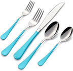 20-Pieces Blue Silverware Sets for 4,Blue Handle Stainless Steel Cutlery Set, Include Forks Spoons and Knives Set, Dishwasher Safe Utensil Sets for Home Restaurant