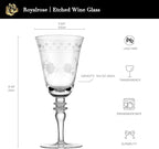 Premium Delight Wine Glasses Set of 4, 14.5 oz – Hand-Blown with Etched Long Stem, Classic Glassware for Weddings, Dinners, and Holiday Gifting (Vintage Wine Glasses)