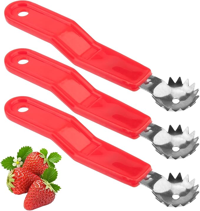 Strawberry and Tomato Corer, Kitchen Stem Huller Remover Tool, Red