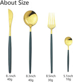 JASHII Flatware Serving Set 24 Piece, Stainless Steel Silverware Set, Green Gold Cutlery Set, Modern Elegant Tableware Set for Party, Christmas, Dinner (Green Gold)