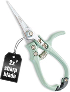 Modern Sprout Pruning Shears - Herb Snipping Scissors- Lightweight Gardening Tools W/Easy Lock - Flower Cutter Garden Shears - Carbon Steel Blade + Reusable Holster (Green, 1-Pack)