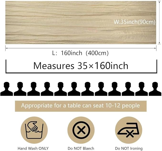 12 Pcs Beige Cheesecloth Table Runner 13ft Boho Gauze Cheesecloth Table Runner 160 inch Long for Christmas Wedding Bridal Baby Shower Birthday Table Decorations