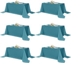 sancua Rectangle Tablecloths 6 Pack - 90x132 Inch - Teal Washable Fabric Cloth Table Cloth, Large Reusable Polyester Table Covers for Wedding, Party, Birthday, Banquet