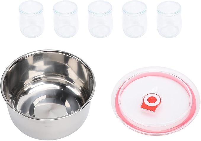 Pilipane Electric Yogurt Maker Machine 1.2L Homemade Yogurt Natto Maker Small Home Yogurt Incubator with Jars Stainless Steel Liner
