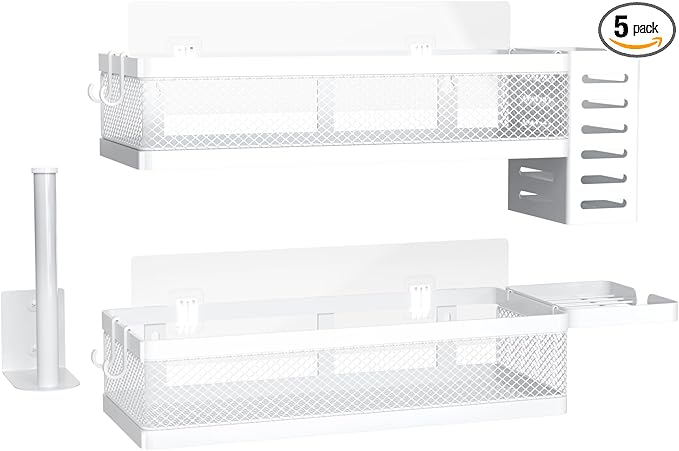 PUSDON Metal Wall Hanging Basket 2 Packs DIY Suitable for Multiple Scenes - Middle White Netting Suit