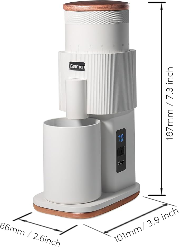 Coffee Grinder,Wirsh Portable Cordless Rechargeable Coffee Grinder Geimori T38 with Conical Burrs,3600mAh Batteries,Grind Settings for Espresso,Pour Over,French Press,Camping,Travel&Home Use