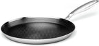Stainless Steel Crepe Pan - 12 Inch Nonstick Crepe Pan, Stainless Steel Honeycomb Coating Pancake Pan, Non Stick Flat Skillet Tawa Dosa Tortilla Griddle Pan, Induction Compatible, PFOA Free