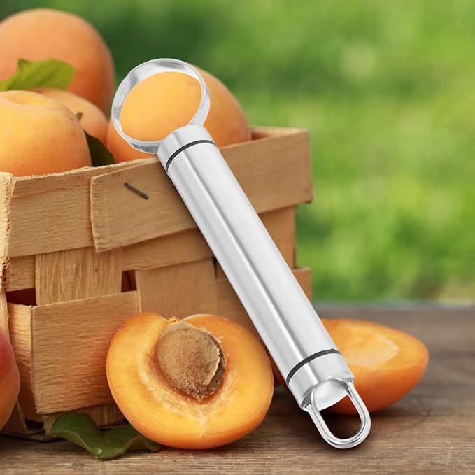 BESTonZON 2 PCS Multipurpose Corer Pitter, Stainless Steel Peach Pitter Fruit Core Remover, Pit Fruit Corer Removing Tool, Kitchen Gadget and Vegetable for Apple Pear Peach