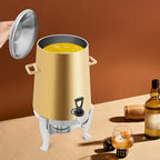 Coffee Urn with Fuel Holder 3.5 Gal/13L, Stainless Steel Beverage Dispenser Hot Drink Dispenser with Stand, Tea Water Coffee Chafer Urn for Parties Buffet Catering Commercial Home (Gold + Silver)
