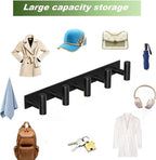 Coat Rack Wall Mounted with 5 Hooks,Metal Wall Hooks for Hanging Towel Coat Bag, Stainless Steel Coat Hooks Hat Rack Coat Hanger Towel Hooks for Entryway Bathroom Kitchen (Black, 2 Packs)