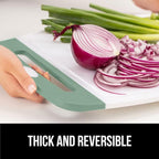 GORILLA GRIP BPA-Free Reversible Kitchen Cutting Board Set of 3, US Designed, Nonporous, Juice Grooves Catch Liquid, Slip Resistant Border, Dishwasher Safe, Durable Large Food Chopping Boards, Mint