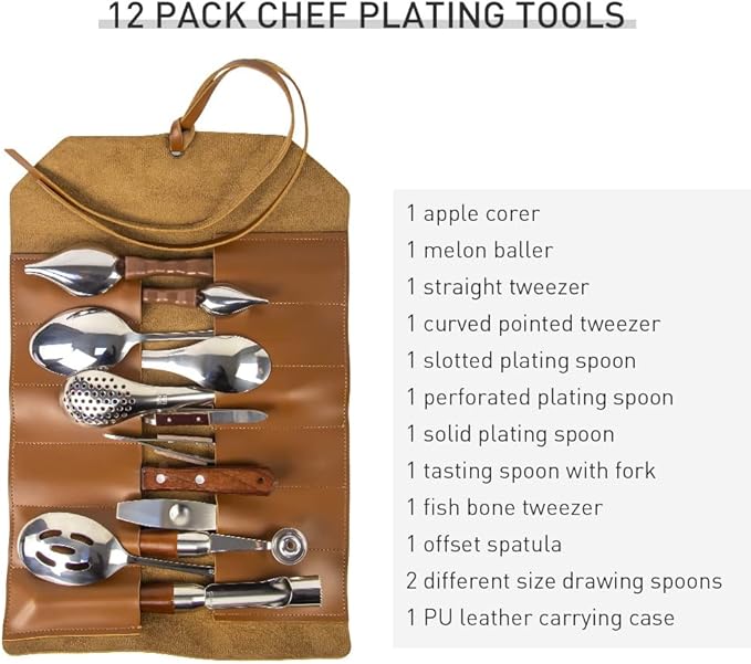 DUEBEL 13 Piece Professional Chef Culinary Plating Kit - Stainless Steel Culinary Plating Tool Set for Perfect Presentation