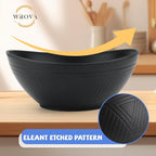 Big Wheat Straw Bowls,Large Salad Bowls Set of 2,Dishwasher and Microware Safe Plastic Bowls Reusable,Eating bowls for Cereal,Salad,Fruit,Snack. Black