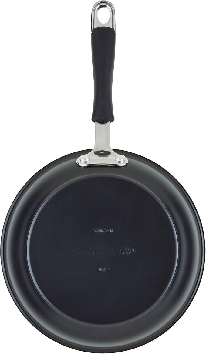 Rachael Ray Cucina Ceramic Nonstick Frying Pan/Skillet, 8.5 Inch Non Stick Open Fry Pan, Dishwasher Safe - Peppercorn