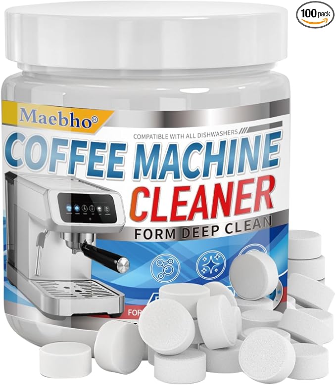 100-Tabs Coffee Maker Cleaner Tablets,Espresso Coffee Machine Descaler Cleaning Tablets Compatible with Keurig, Ninja, Breville, Delonghi, Nespresso, Miele - Deep Descaling & Cleaning