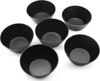 Bamboo Fiber Cereal Bowls Set 6 Pieces, 24 Ounce Soup Bowls Black, Melamine Bowls Set Large for Kitchen, Deep Serving Bowls for Cereal, Soup, Oatmeal, Rice, Pasta, Salad, Black