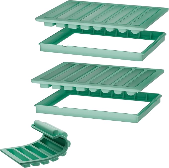 Water Bottle Ice Cube Trays for Freezer - Silicone Ice Stick Mold with Support Fame, Long Ice Cube Maker for Chilling Whiskey, Cocktails, Coffee - Reusable Easy-Release Narrow Ice Tray (Pack of 2)