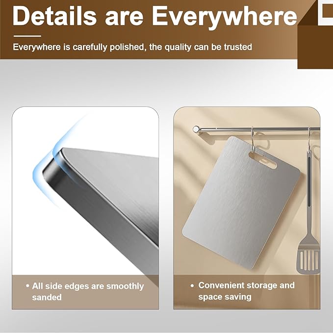 Titanium Cutting Board - 100% Pure Titanium Cutting Boards for Kitchen, Double Sided Medical-grade Cutting Mat for Easy to Clean, Ideal for Home & Outdoor Cooking (10in*14in*0.08in)