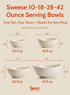 Sweese Porcelain Serving Bowls Set for Entertaining, Multipurpose 10-18-28-42oz, Beige