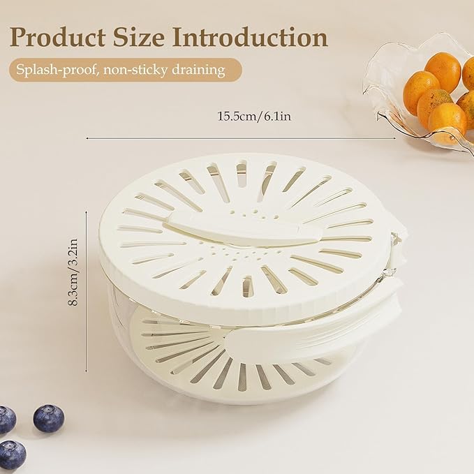 2Pcs Kitchen Colanders Bowl Multifunctional Fruit and Veggie Washing Bowl with Lid Plastic Food Strainers Colander Draining Basket Folding Handle Kitchen transparent Drain Basket for Food Storage