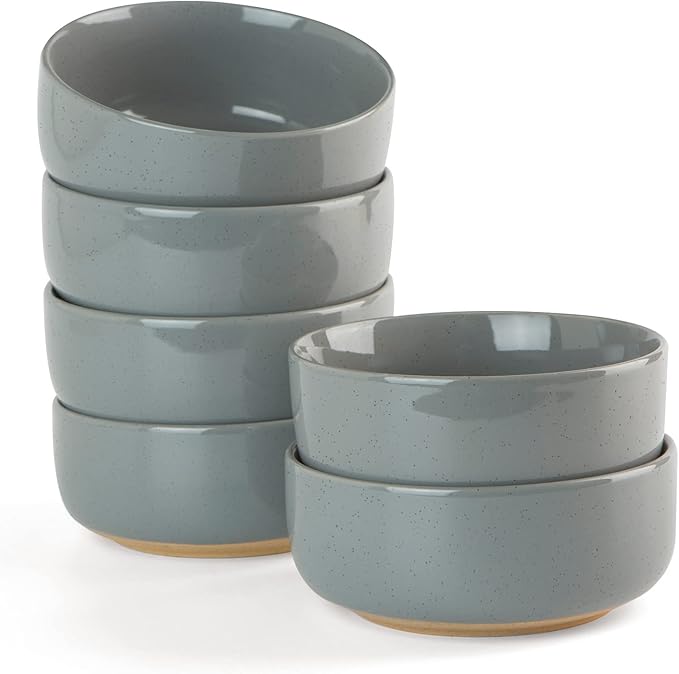 famiware Milkyway Cereal Bowl, Soup Bowls for 6, 25 Ounce Bowls Set for Kitchen, Bowl Set for Cereal Soup Rice Pasta Salad Oatmeal, Dark Gray