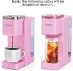 Single Serve Coffee Maker, Iced and Hot Coffee Machine for K Cup & Grounds, Compact Design, 40oz Removable Water Reservoir, 6 to 24 Oz Brew Sizes, Fits 7.3" Travel Mug, Pink