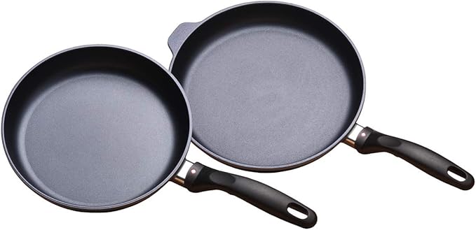 Swiss Diamond Duo Cooking Pans Set Nonstick, Diamond Coated Kitchen Pan Set with Stainless Steel Handles, Aluminum Non Stick Cookware Set, Dishwasher & Oven Safe, 9.5 Inch and 11 Inch