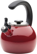 Circulon Enamel on Steel Whistling Teakettle/Teapot With Flip-Up Spout, 2 Quart - Red