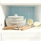 15PCS Ceramic Cookware Sets Detachable Handle Pots and Pans Set Non Stick (White)