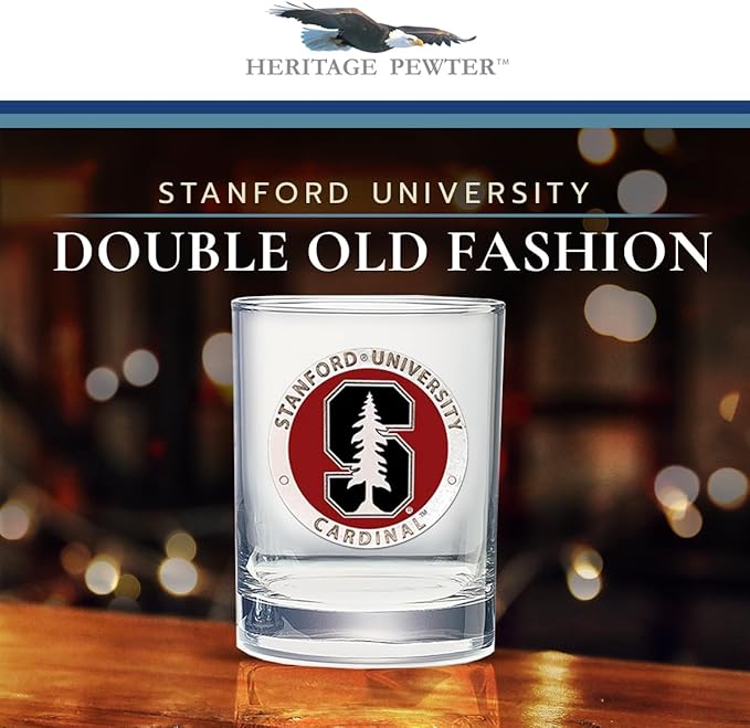 Heritage Pewter Stanford Double Old Fashion | Double Rocks Glass 14 OZ for Liquor | Expertly Crafted Pewter Glass