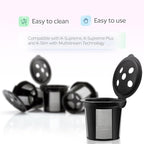 4 Reusable K Cups for Keurig K Supreme, K Supreme Plus, K Slim with Multistream Technology, K-Duo Hot & Iced Single Serve(Gen 2) - 4 Black Refillable Kcups Coffee Filters for Keurig Coffee Makers
